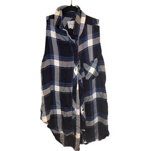 Rails Sleeveless Plaid Button-Up Tunic Top‎